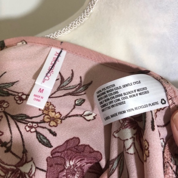 NWOT Pink Floral Faux Wrap Long Sleeve Dress New - Picture 11 of 16